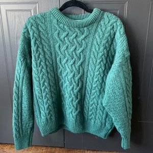 Knitted Emerald Green Wool Winter Sweater